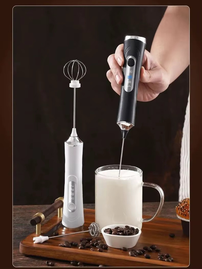 XIADYINJIA Elektrischer Handmixer mit Doppelstab, wiederaufladbar, 3 Geschwindigkeiten, Schwarz oder Weiß - Bild 4