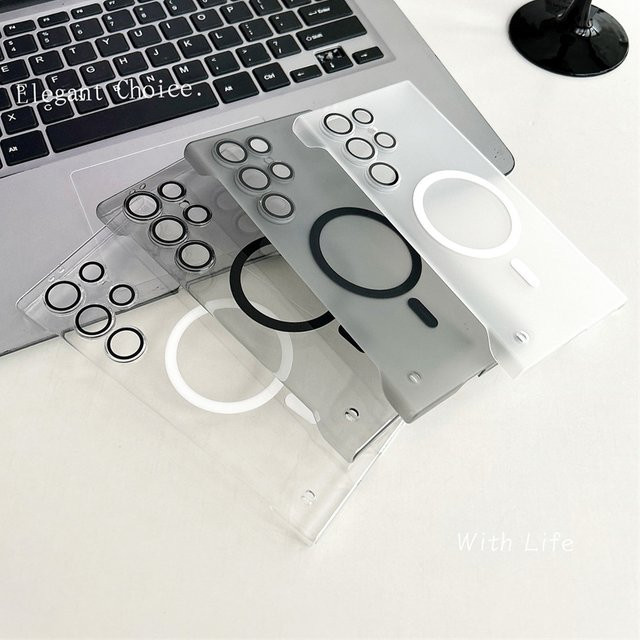 Ultra Slim MagSafe Handyhülle für Samsung S26 S25 S24 Plus S23 Ultra S22 Transparent Rahmenlose Magnetische Kabellose Ladehülle - Bild 1