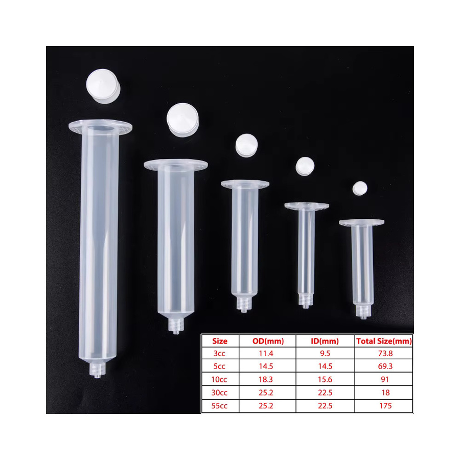 HUXUAN 5er Set Einweg-Kunststoffspritzen mit Luer-Lock-Anschluss und Schraubverschluss, transparent, 10/55 cc Dosierwerkzeug für Klebstoffe - Bild 1