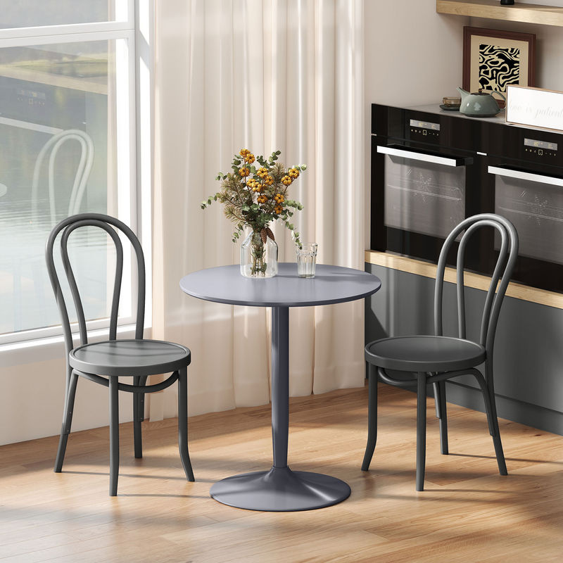 HOMCOM Moderner runder Esstisch in Grau mit Stahlbein für Küche und Wohnzimmer, Durchmesser: 70 cm, Höhe: 75 cm - Bild 2