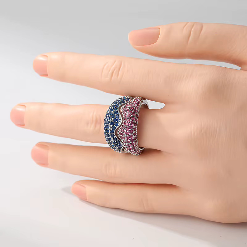 YoYo Ring, Vintage, Silberfarben, Zirkonia, Damen - Bild 2