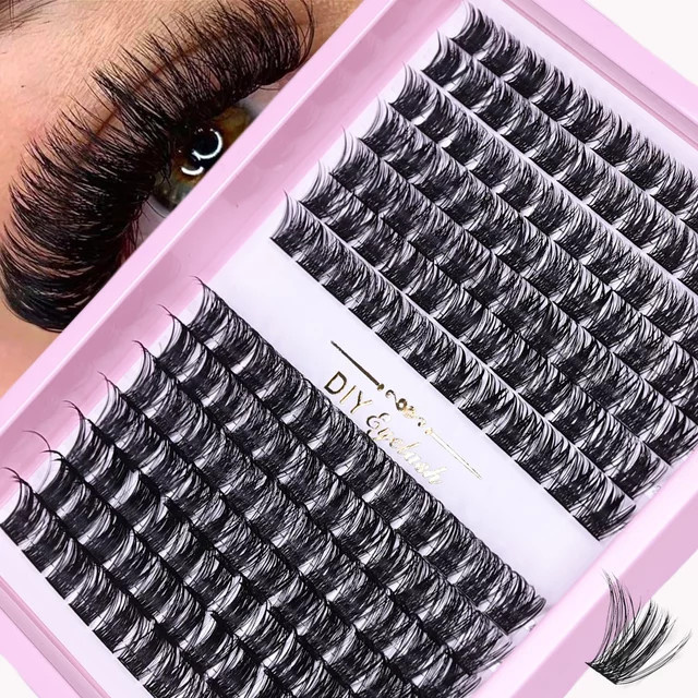JIEFUXIN Wimperncluster, 168 Stück, 10–16 mm, Wispy, D-Locken, Natürlich - Bild 1