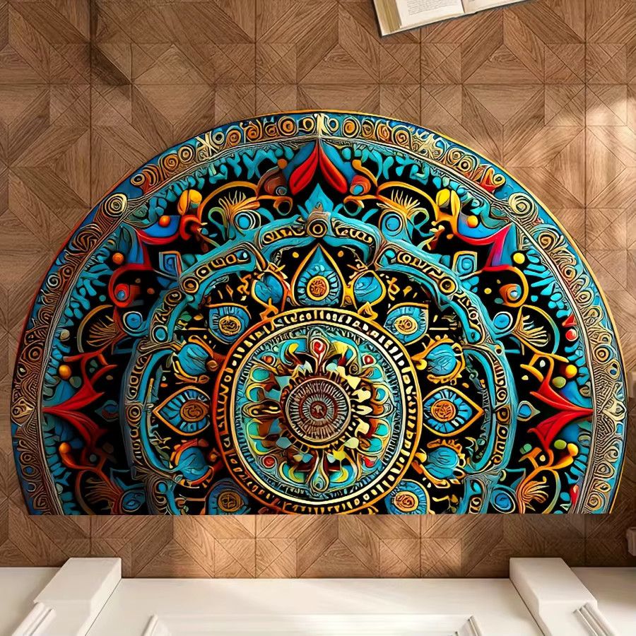 Halbrunde Fußmatte mit böhmischem Mandala Design von VIKAMA in Multicolor - Bild 4