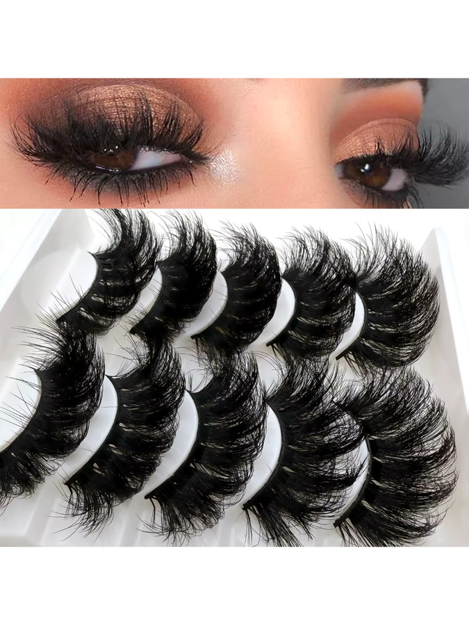 JIEFUXIN Künstliche Wimpern, Black, 5 Paar, Unisex - Bild 6