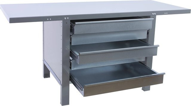 PROREGAL Werkbank BUFFALO aus Metall mit 5 Schubladen, Grau, H x B x T: 83 x 180 x 73 cm, Traglast 700 kg - Bild 1