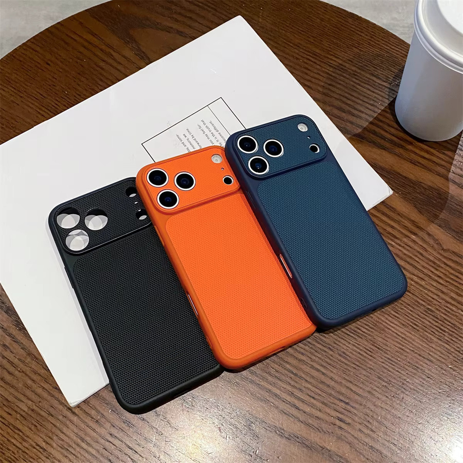 szHAIyu iPhone Schutzhülle aus TPU-Leder mit Lichee-Muster in Orange, matte und stoßfeste Softcase-Hülle für iPhone 17 16 15 14 Pro Max und Pro - Bild 2