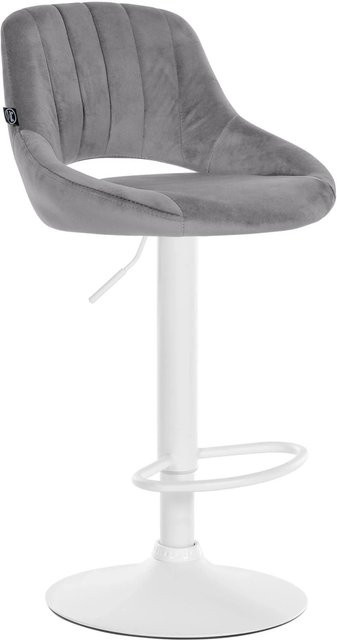 DELUKE Barhocker SEGAD Tresenhocker aus Samt in Dunkelgrau und Weiß mit Lehne und 360 Grad Drehsitz, B/T/H: 47 x 48 x 85 cm - Bild 1