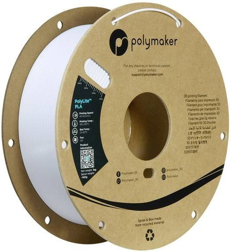 Polymaker PolyLite PLA Filament Kaltweiß 1,75 mm 1000 g mit hoher Steifigkeit und Zugfestigkeit - Bild 1