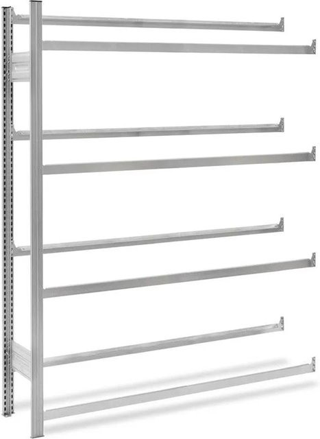 PROREGAL Getränkekistenregal Stecksystem T-Profil aus verzinktem Stahl, H x B x T: 175 x 150 x 30 cm, 4 Ebenen für 16 Getränkekisten, Fachlast 150 kg, Farbe: Silber - Bild 1