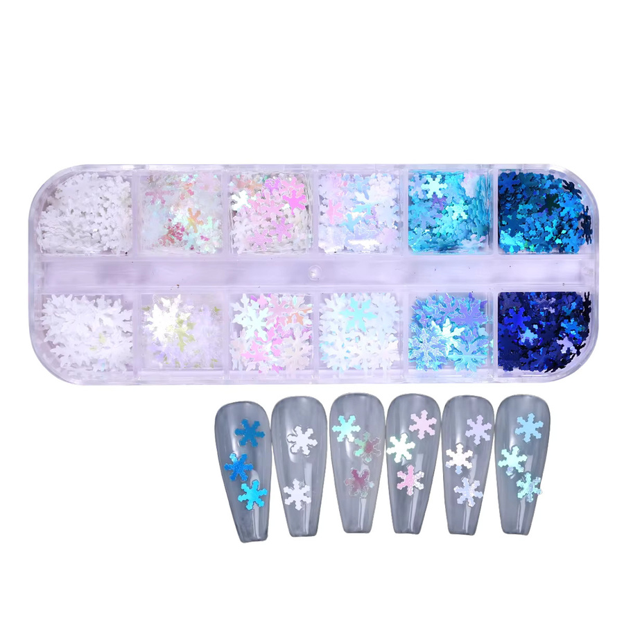 SWEET TREND Nagelglitzer, Schneeflocken Design, Blau Weiß, Schimmernd - Bild 5