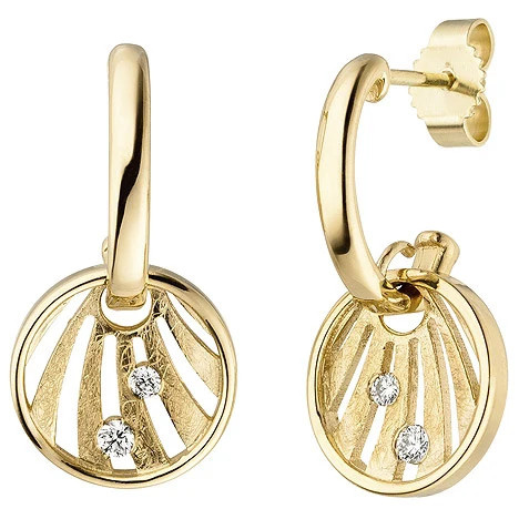 Colfem Ohrhänger 585 Gelbgold, eismatt, 4 Diamanten, Damen - Bild 1