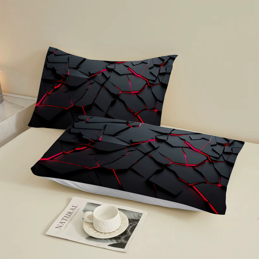 3-teiliges YHXSLY Spannbettlaken-Set mit 3D-Grafikdruck in Rot, Schwarz und Grün, Breite: 90 cm, Tiefe: 200 cm - Bild 3