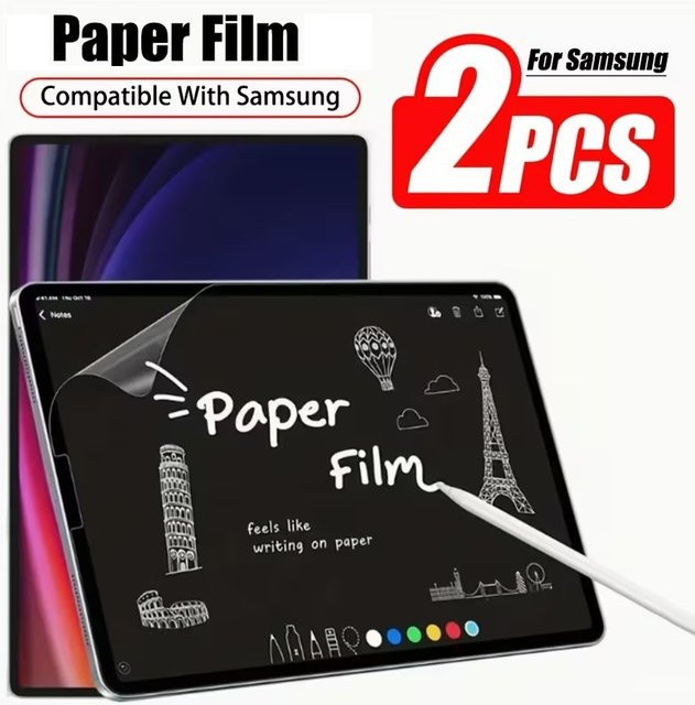 2 Stück papierähnliche Displayschutzfolien für Samsung Galaxy Tab S8 S9 S10 Plus S6 A7 Lite A8 S5e S10 FE in Transparent - Bild 1