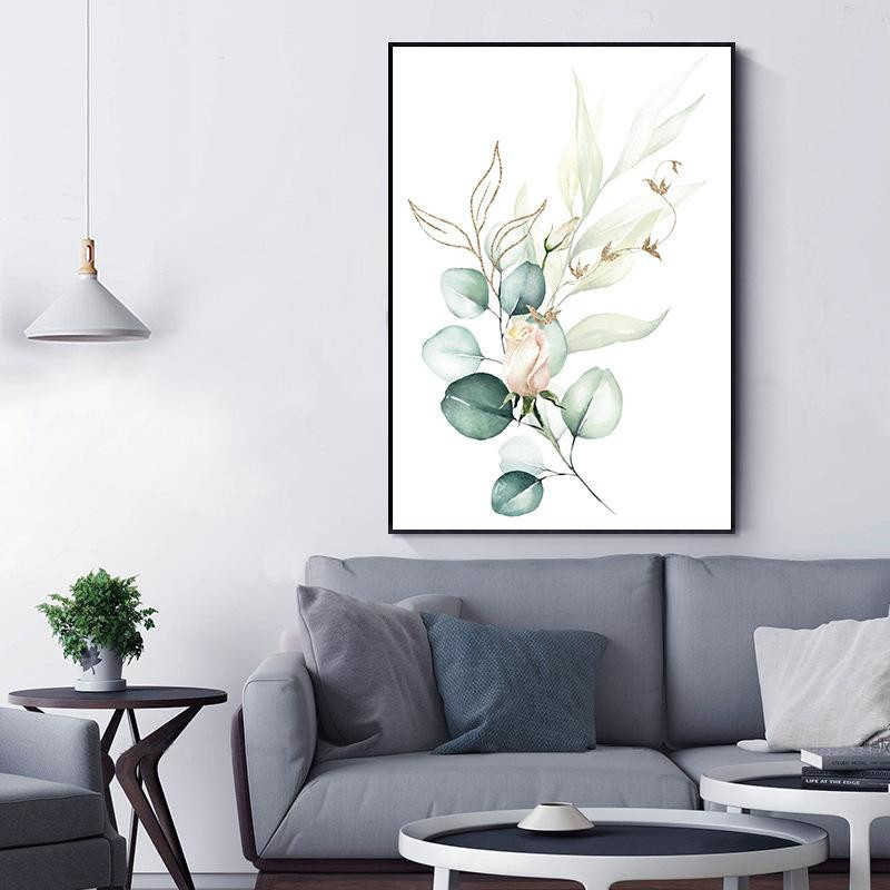 DIMENGQI Leinwand Poster mit grüner Pflanze und Blumen für deine Wanddekoration, B: 40 cm, H: 60 cm - Bild 2