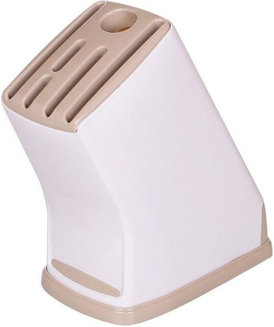 Yiran Furniture Multifunktionaler Messerhalter aus Kunststoff mit Entwässerung für Besteck und Küchenutensilien, beige - Bild 1