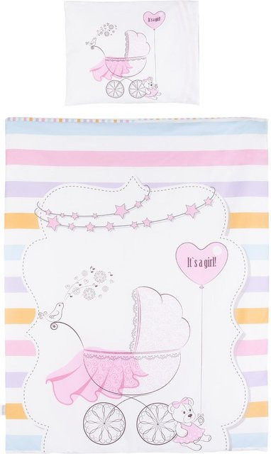 Chipolino 5-teiliges Baby Bettwäsche Set Sterne in Pink, Decke B x H: 95 x 125 cm, Kissen B x H: 35 x 45 cm - Bild 1