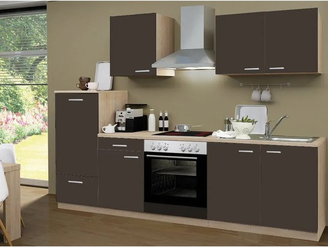 Menke Küchenzeile Classic in Lava und Sonoma Eiche Nachbildung, Breite: 270 cm - Bild 1