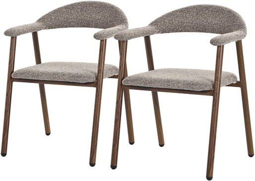 ML-Design Esszimmerstuhl Set aus 2 Stück in Braun mit Webstruktur und Armlehnen - Bild 1