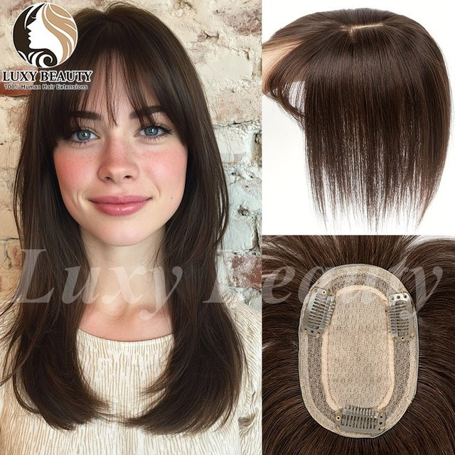 Luxy Beauty Echthaar-Toupet mit Pony, Schwarz Blond Braun, Damen - Bild 1