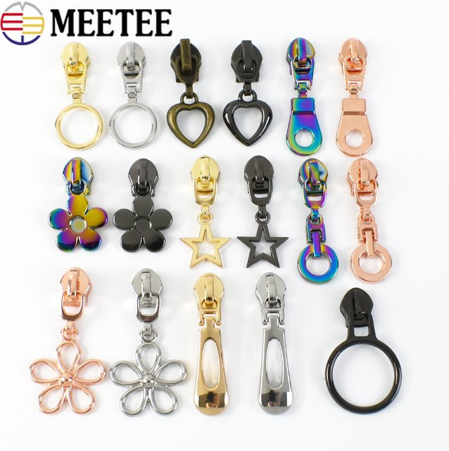 Meetee Reißverschlussschieber Set für Nylon-Reißverschlüsse, Metall-Reißverschlussköpfe in Multicolour für Kleidung und Taschen, DIY-Nähzubehör - Bild 1