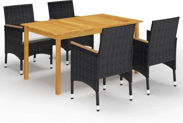 vidaXL 5-tlg Garten-Essgruppe Modell 20 aus Akazien-Massivholz in Schwarz - Bild 1