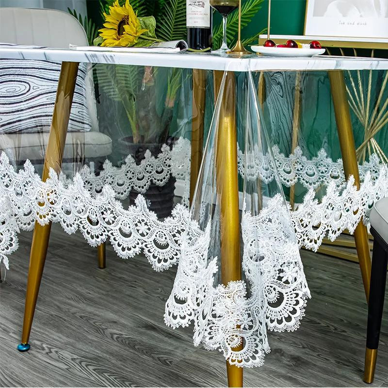 Transparente PVC Tischdecke von Yiran bag, quadratisch, wasserabweisend und hitzebeständig, B/B: 80 x 80 cm - Bild 2