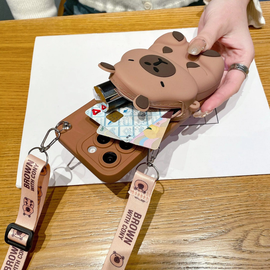 MOQINO Brieftaschen-Hülle mit Seil für Samsung Galaxy A16 A06 A26 A56 A04E A05 A05s A15 A25 A35 A55 in Braun - Bild 3