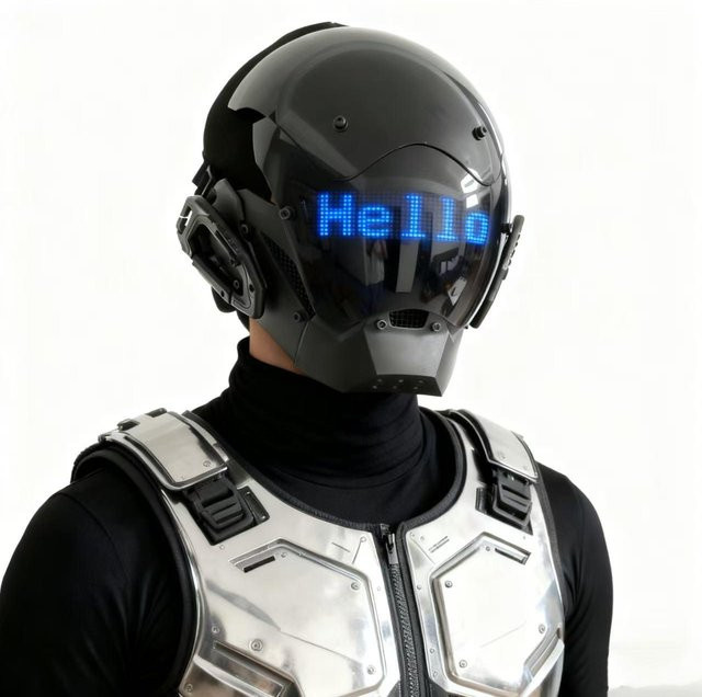 ROAMO Cyberpunk LED Helm Maske, mit eingebautem Bildschirm, APP-Steuerung, blau - Bild 1