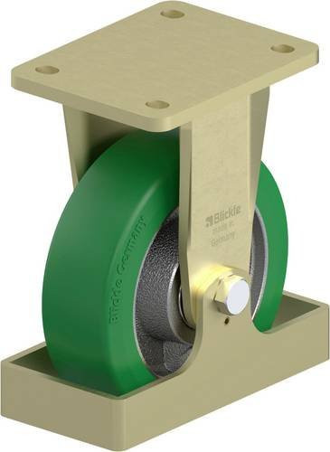 Blickle Schwerlast-Bockrolle BS-GST 160K-FS in Silber und Grün mit 160 mm Rad-Durchmesser und 600 kg Tragfähigkeit - Bild 1