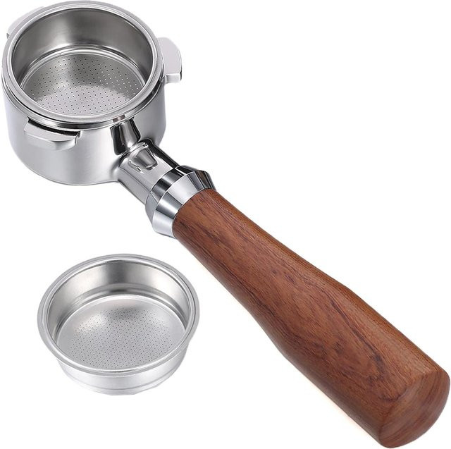 Aoresac Espresso-Siebträger ohne Boden mit 2 Filterkörben, 51 mm 3-Ohr-Kaffeefilterhalter, silber - Bild 1
