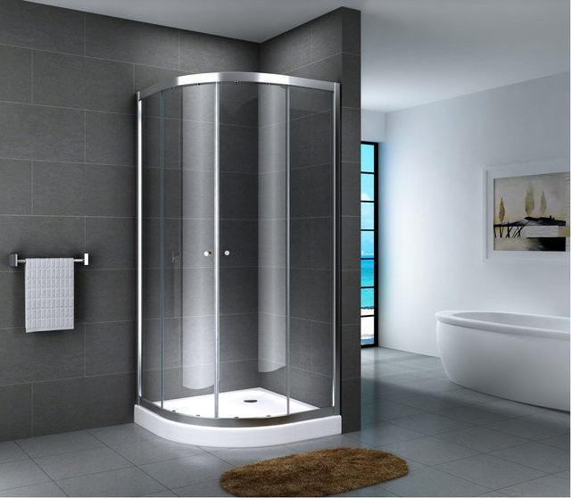 Fa-Bausysteme Glasdusche Fulda Gestreift Eckdusche mit Easy-Clean-Beschichtung, Transparent, B/T: 100 x 100 cm - Bild 1