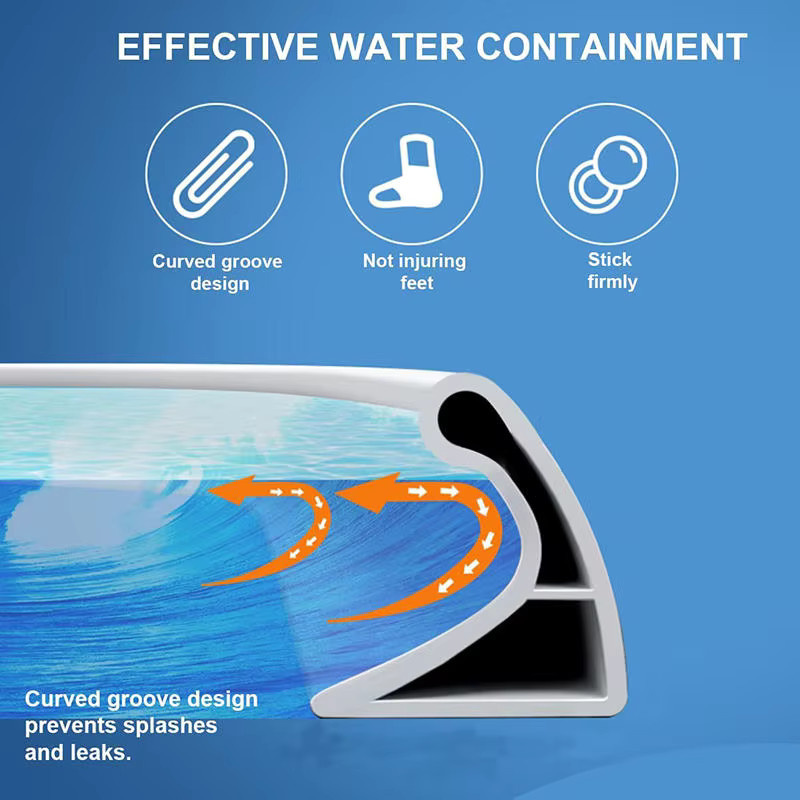 EH-LIFE Wasserstop-Streifen als wasserdichte Barriere für Badezimmer und Küche, biegsamer Wasserblockierer für Arbeitsplatten und Böden - Bild 2