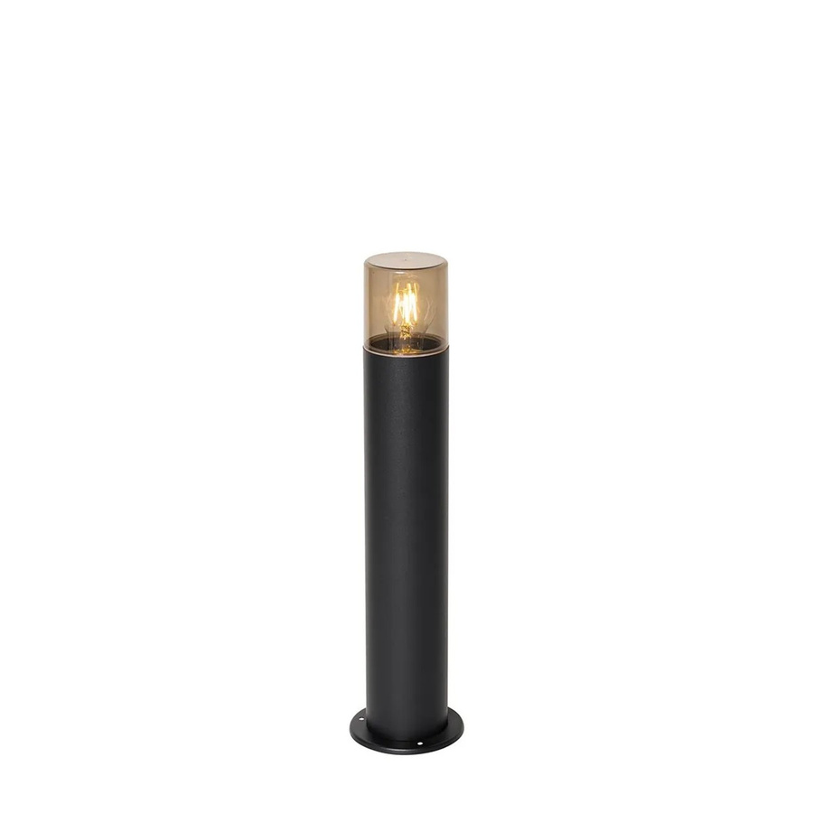 QAZQA Odense Stehende Außenleuchte Schwarz mit Rauchschirm, moderne Gartenleuchte aus Aluminium und Kunststoff, IP44, E27, Höhe: 50 cm - Bild 2