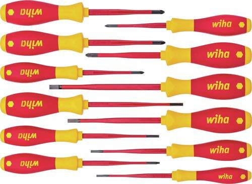 Wiha Schraubendreher-Set SoftFinish 12-teilig in Rot mit Schlitz, Kreuzschlitz Pozidriv, Phillips und Torx - Bild 1