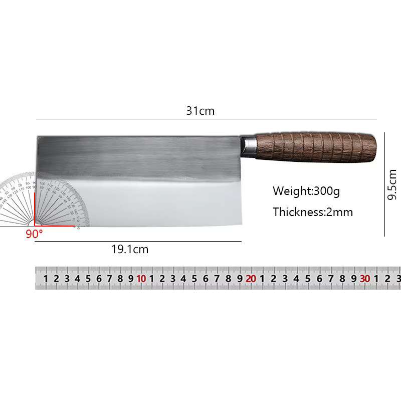 Geschmiedetes Hackmesser von JYi in Silber mit Holzgriff für Küche und Fleisch - Bild 2