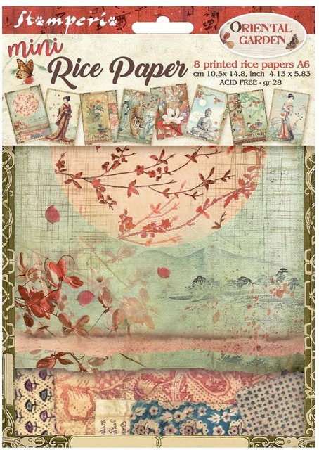 Stamperia Motiv-Strohseiden Sortiment Oriental Garden, DIN A6, 8er Set, Multicolor - Bild 1