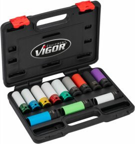 Vigour Schlagschrauber Steckschlüssel Satz V6312/12, 12-teilig, multicolour - Bild 1