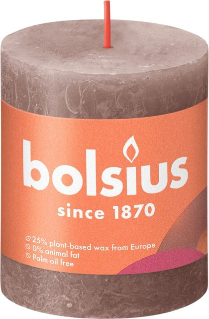 Bolsius Rustik-Kerze Shine in Taupe, Höhe: 8 cm, Durchmesser: 6,8 cm - Bild 1
