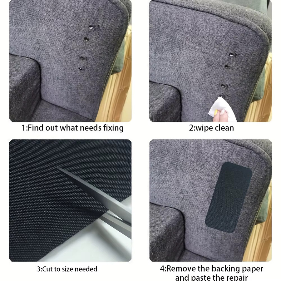 2 Stück selbstklebendes Leinen in Grau für Sofa-Reparatur und Heimwerken, B: 20,5 cm, H: 28 cm - Bild 4