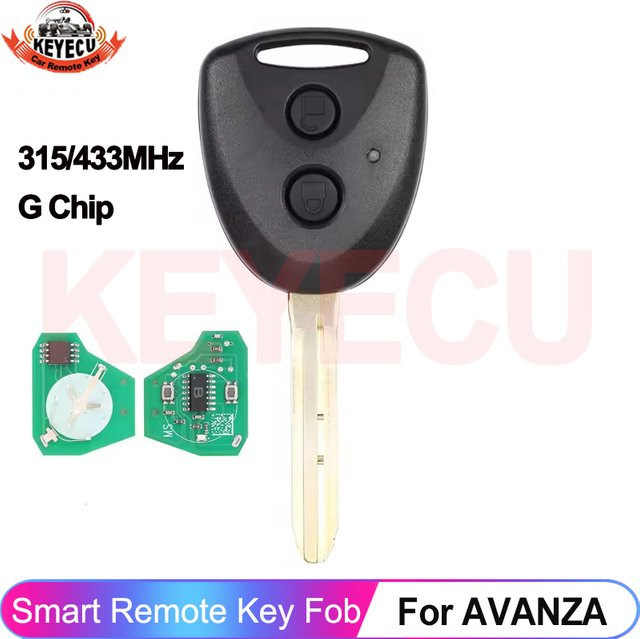 KEYECU Auto Fernbedienung mit G-Chip für Toyota Avanza, Daihatsu Xenia und Alza, 2 Tasten, 315 MHz / 433 MHz, Farbe: Schwarz, Modell CWTWB1G0084 - Bild 1
