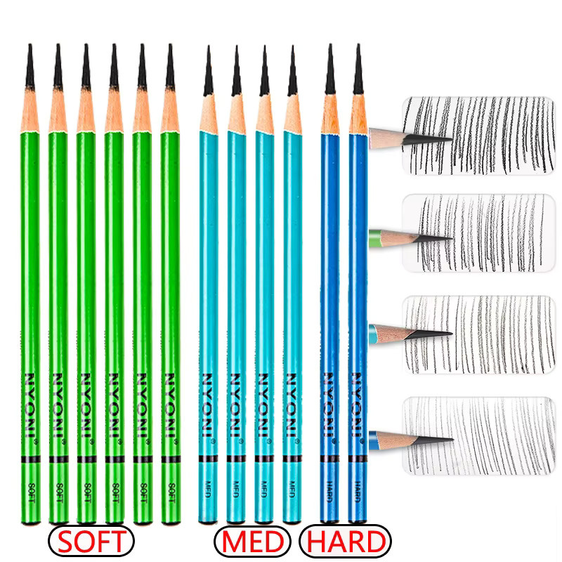 Professionelles Skizzen-Kohlestift-Set mit weichen und mittelharten Stiften in Multicolour für Zeichnungen und Schattierungen - Bild 2