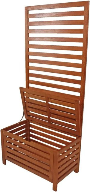 Jardinion Sichtschutz mit Bank und Gartentruhe aus Eukalyptus-Hartholz, Braun, B/T/H: 80 x 45 x 180 cm - Bild 1