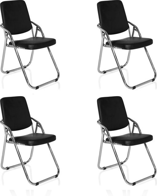 hjh OFFICE Klappstühle ESTO im 4er Pack aus Kunstleder in Schwarz - Bild 1