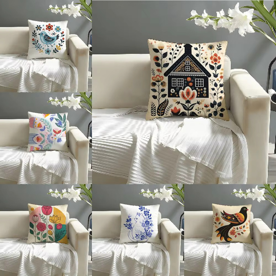 Blue Bird Home Decor Kissenbezug mit Tier-Aufdruck aus Baumwolle und Leinen, quadratisch, Multicolour, B/T/H: 30 x 30 x 30 cm - Bild 3