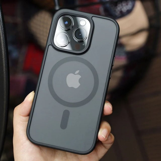 EIENACOCO Magnetische MagSafe Schutzhülle für iPhone 11 bis 17 Pro Max Plus in Schwarz und Blau, Mattiert und Transluzent - Bild 1