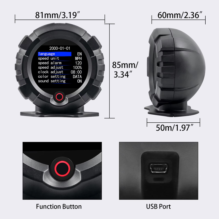 ZMFJH X95 Auto GPS Head Up Display Digitaler Neigungsmesser und Tachometer in Schwarz - Bild 4