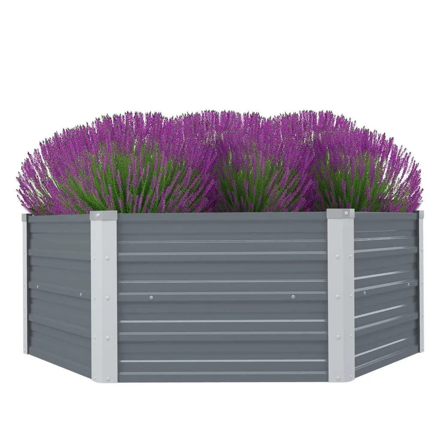 DELUKE 6-eckiges Hochbeet NOA aus verzinktem Stahl in Grau, B/T/H: 129 x 129 x 45 cm - Bild 2