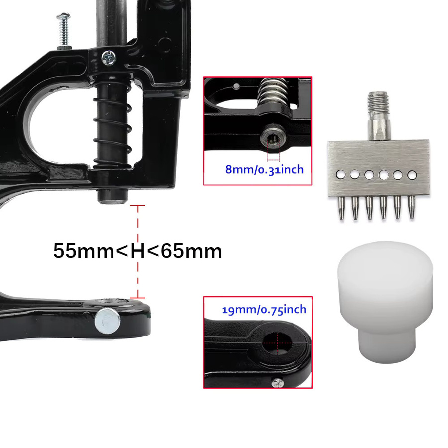 WORTHOFIRST Lederlochstanzer Set mit M8 Gewinde und Matrizen für Handpressen in Silber, Durchmesser 4 mm, 5 mm, 6 mm und 8 mm - Bild 2