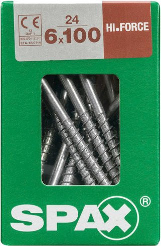 Spax Holzbauschraube mit Tellerkopf und Torx-Antrieb, silberfarben, 24 Stück, Durchmesser: 6 mm, Länge: 100 mm - Bild 1