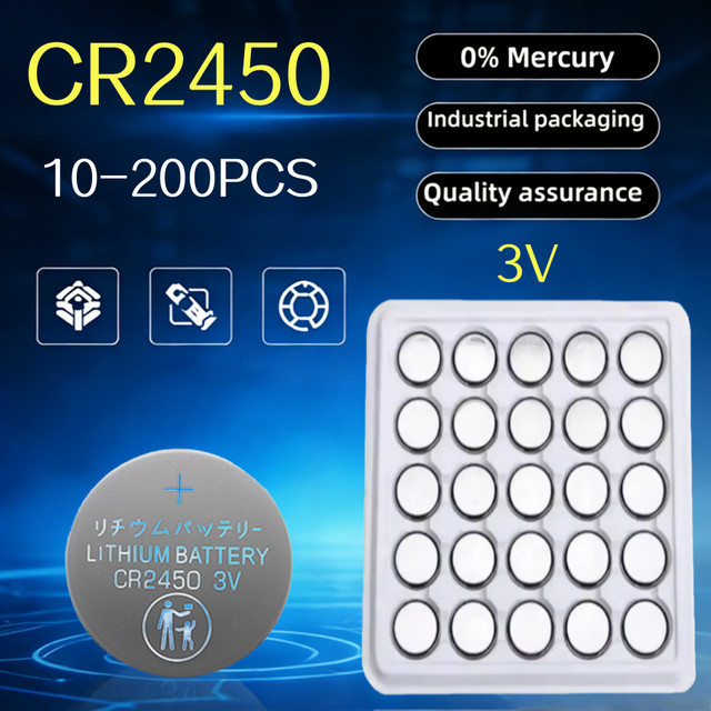 Yuform CR2450 Lithium-Knopfzellenbatterien 3V 600mAh in Silber - Bild 1